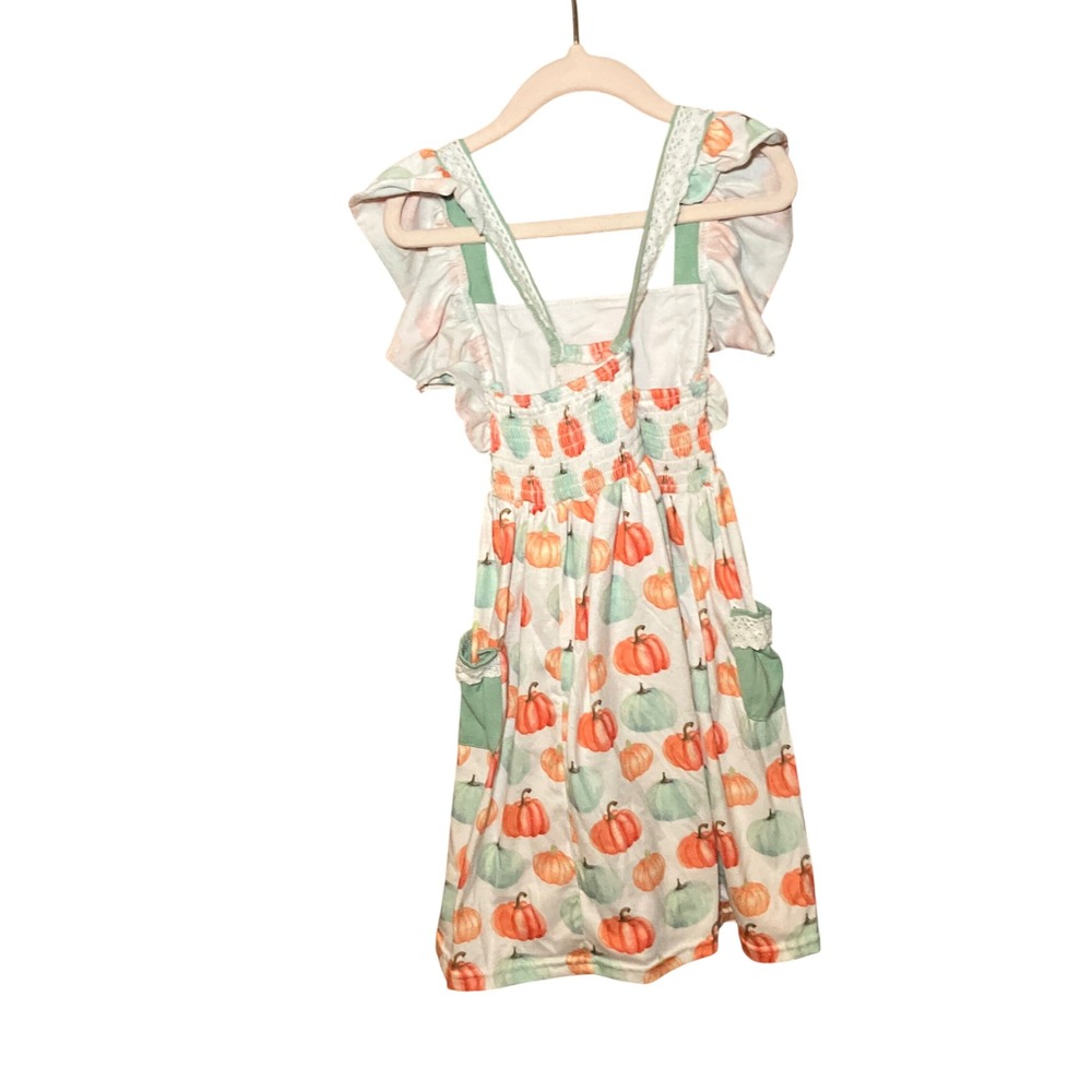 Honey Bean Pumpkin Pinafore Dress Kids 6 White Orange Fall Embroidery
Harvest - Picture 5 of 8